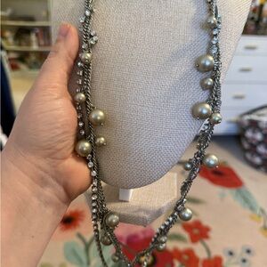 J. Crew Silver and Gold Pearl Necklace